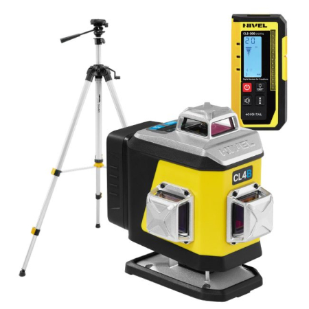 Nivel System CL4B LCD + statyw SJJ-M1 EX + odbiornik CLS-300 Digital -  laser krzyżowy niebieski 4 × 360° 4D OLED Bluetooth